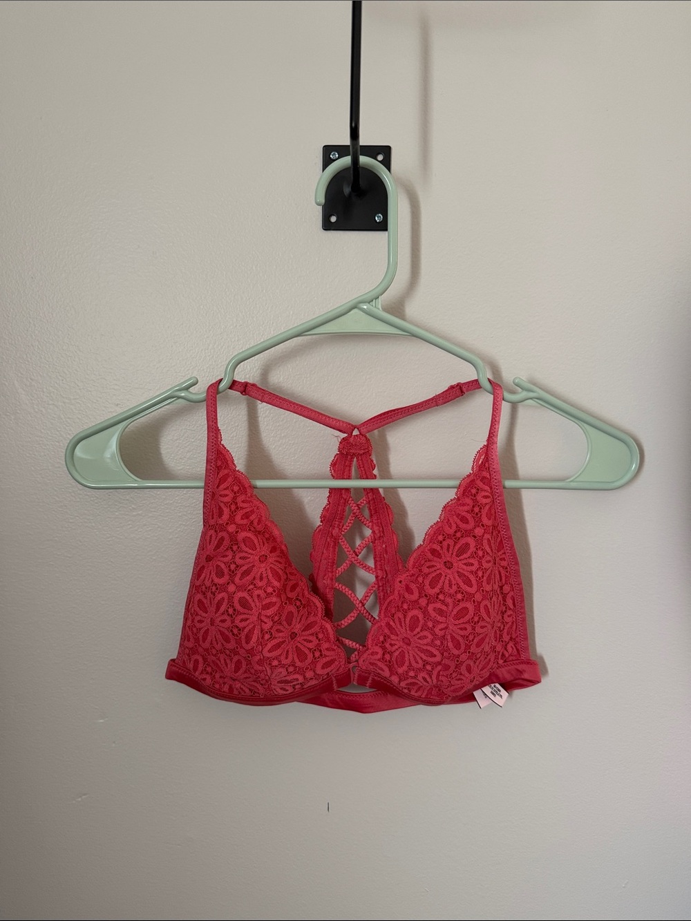 Victoria's Secret Pink Floral Lace Bralette with Crisscross Back